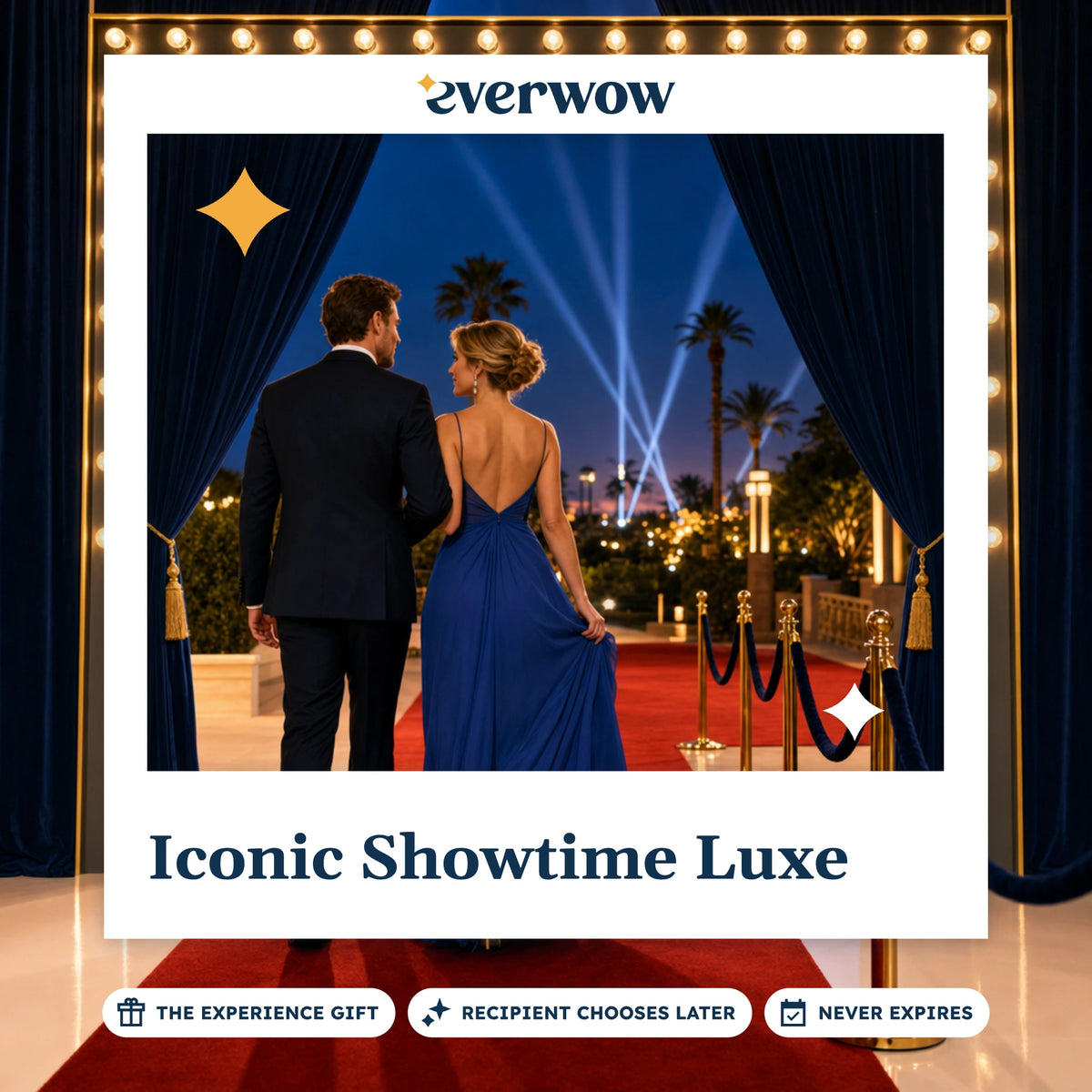 Everwow Iconic Showtime Luxe experience gift photo in a frame, couple on a red carpet