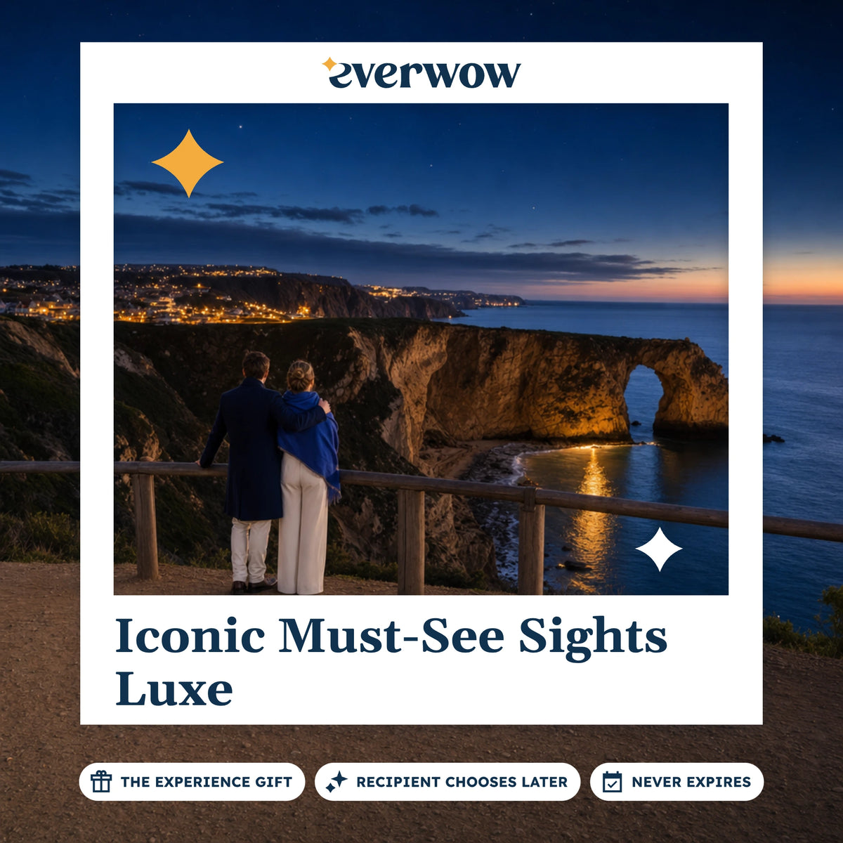 Everwow Iconic Must-See Sights Luxe experience gift photo in a frame, sea arch at dusk