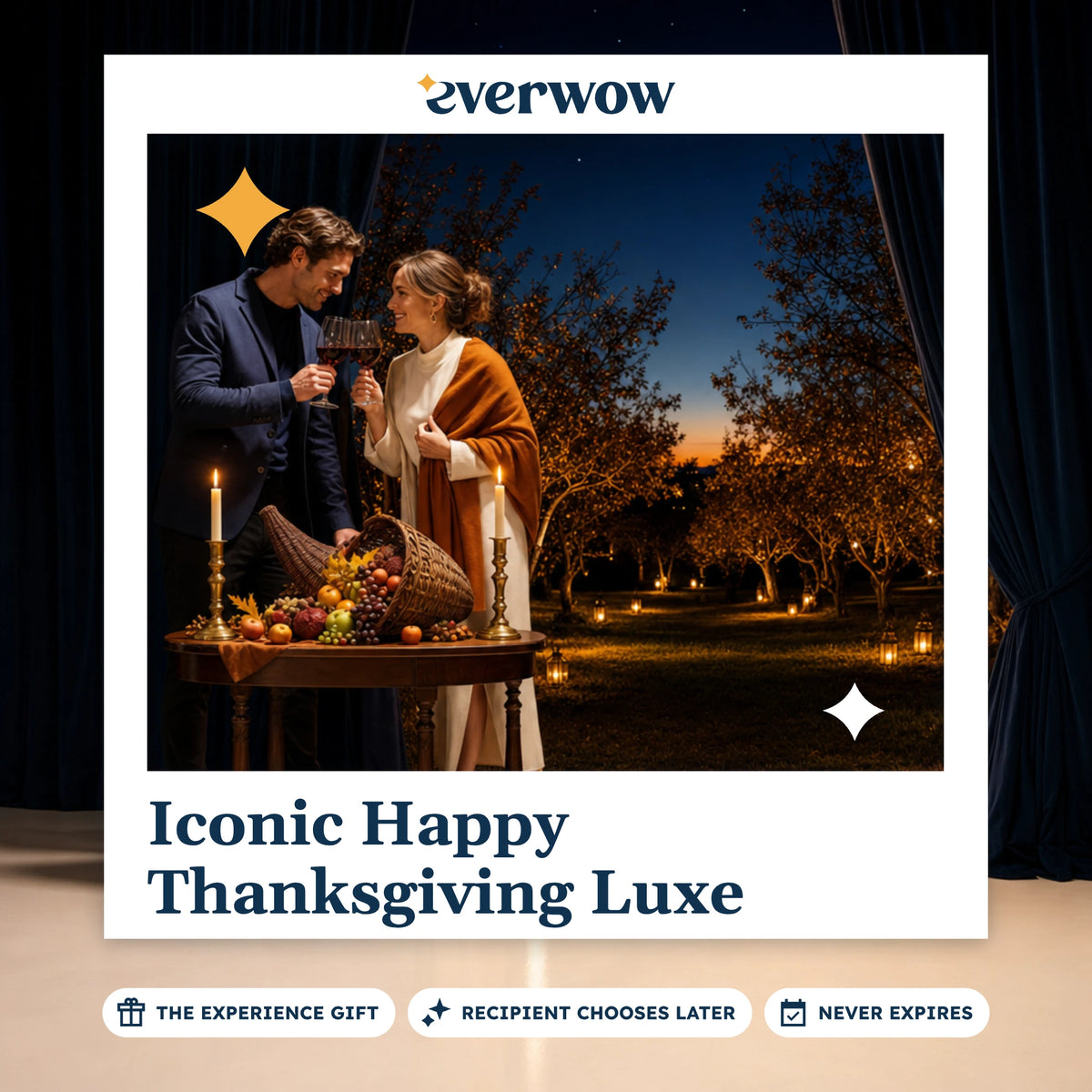 Everwow Iconic Happy Thanksgiving Luxe experience gift photo in a frame, candlelit harvest table