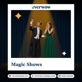 Everwow Magic Shows experience gift photo in a frame, magician on a spotlit stage