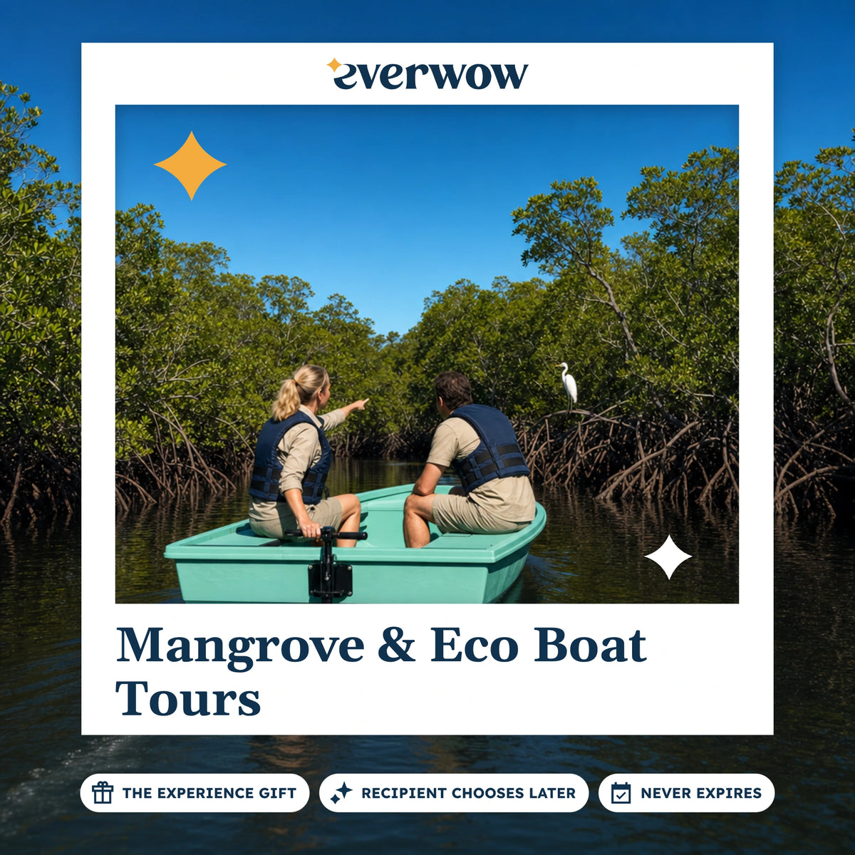 Everwow Mangrove & Eco Boat Tours experience gift photo in a frame, boat in a mangrove channel