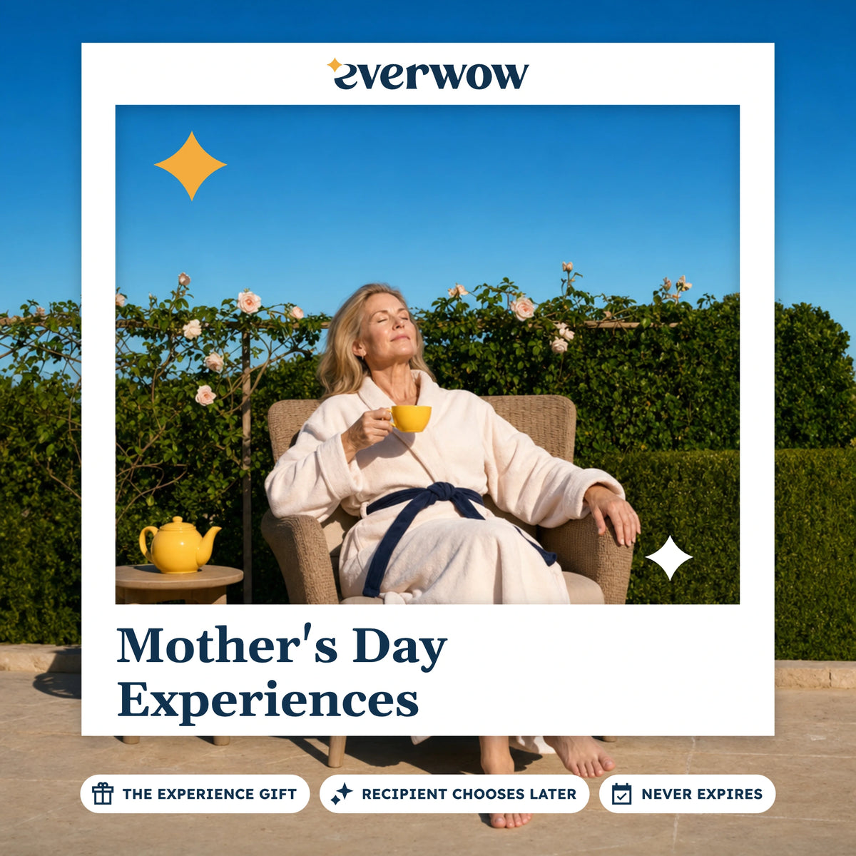 Everwow Mother's Day Experiences experience gift photo in a frame, garden terrace tea