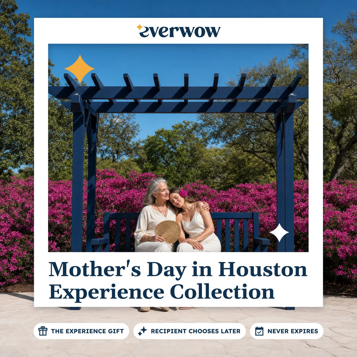 Everwow Mother's Day in Houston Experience Collection gift photo in a frame, azalea trail bench