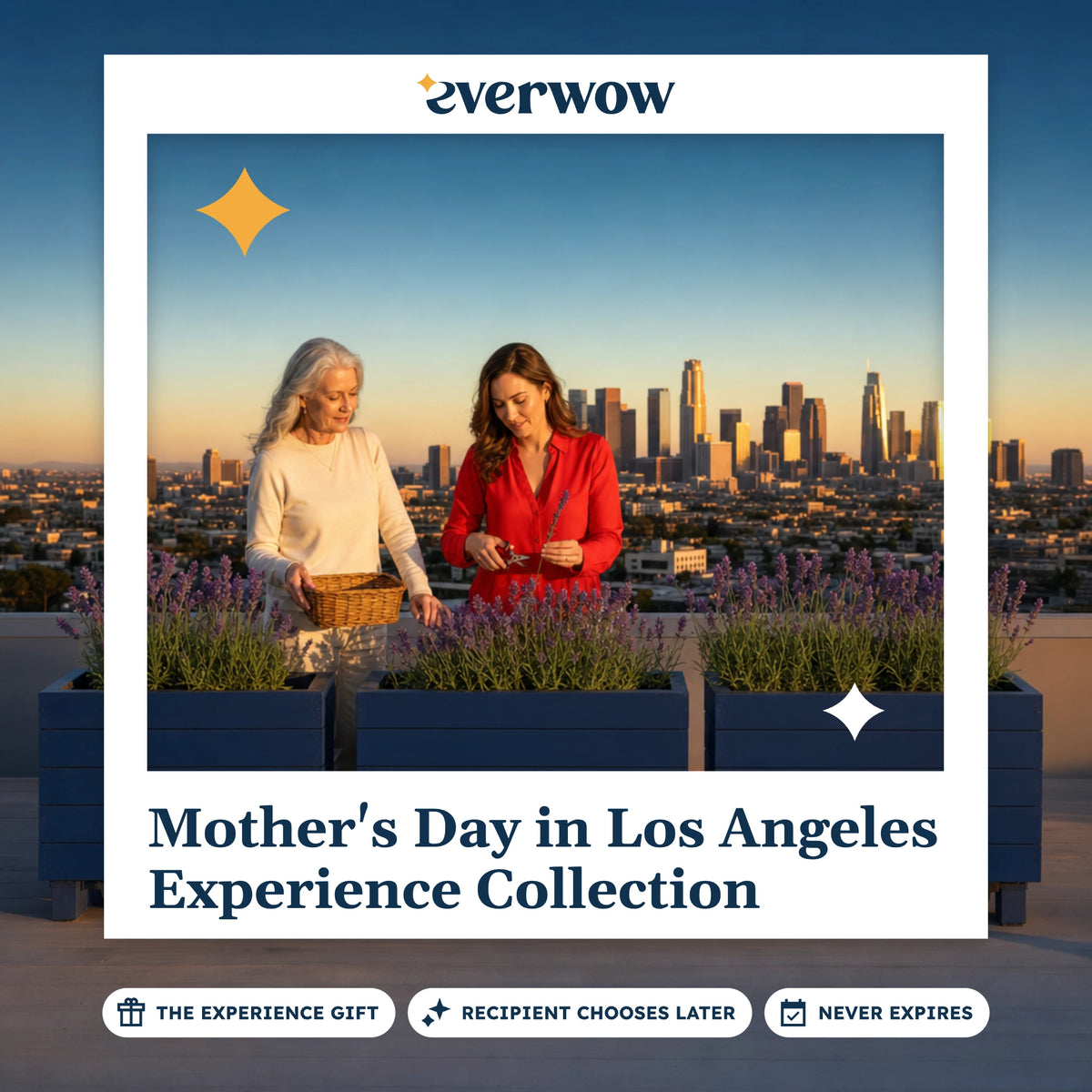 Everwow Mother's Day in Los Angeles Experience Collection gift photo in a frame, rooftop lavender