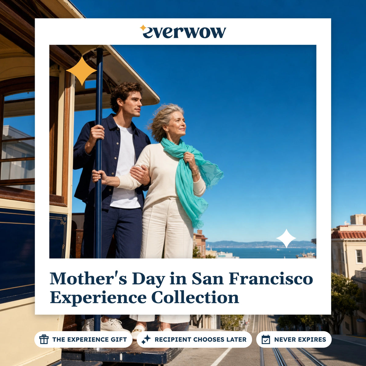 Everwow Mother's Day in San Francisco Experience Collection gift photo in a frame, cable car ride
