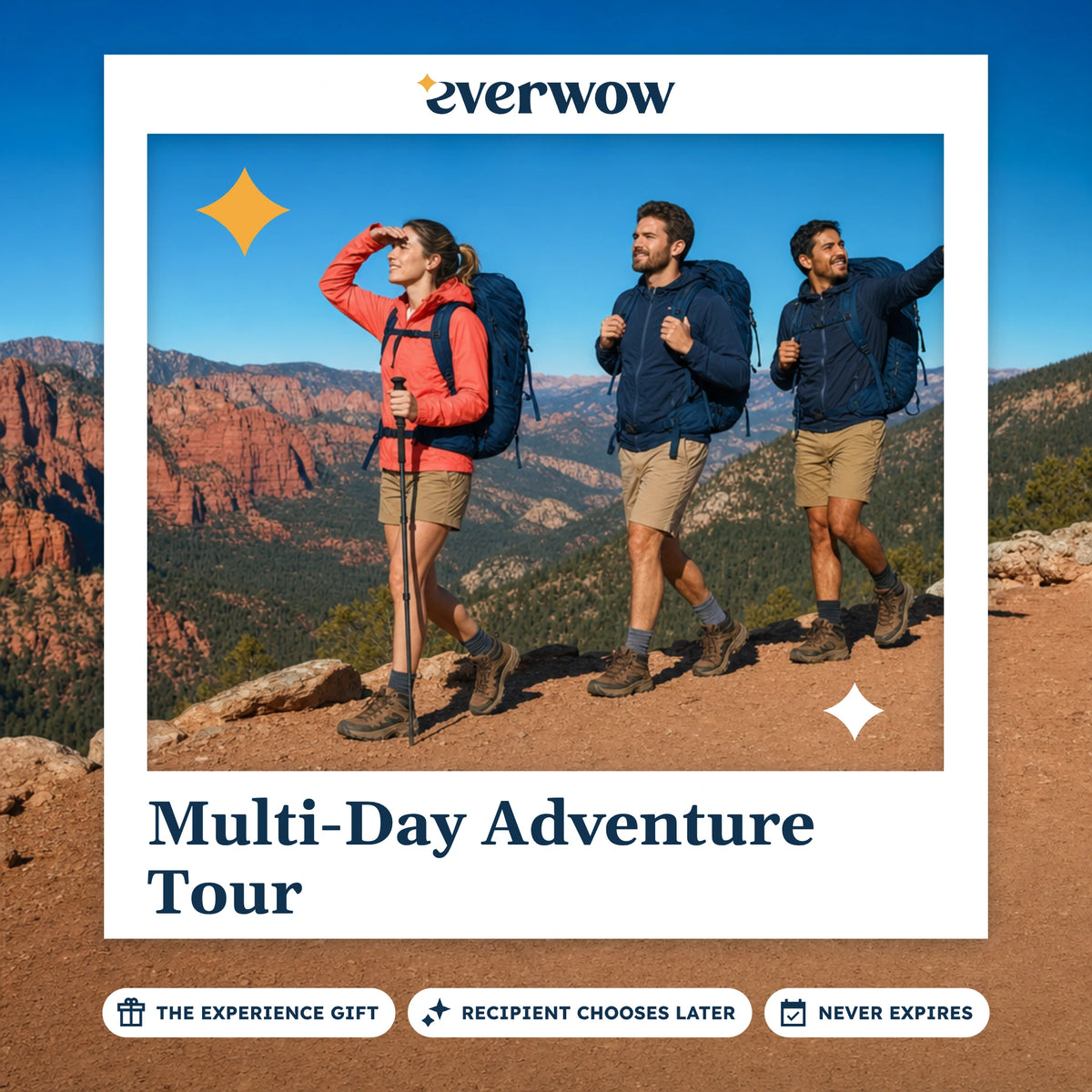 Everwow Multi-Day Adventure Tour experience gift photo in a frame, hikers on a ridge trail