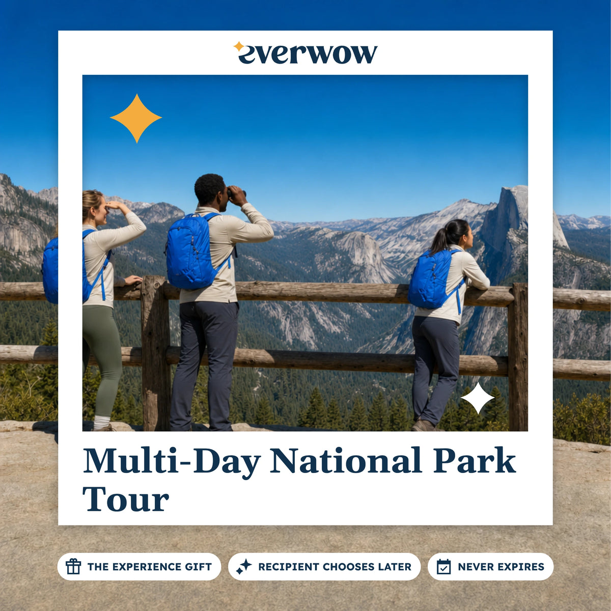 Everwow Multi-Day National Park Tour experience gift photo in a frame, travelers at a park overlook