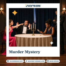 Everwow Murder Mystery experience gift photo in a frame, accusation at a dinner table