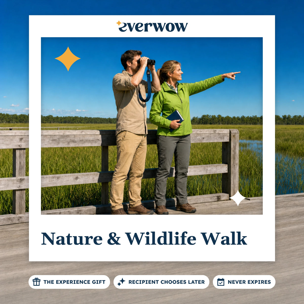 Everwow Nature & Wildlife Walk experience gift photo in a frame, wildlife walk on a boardwalk
