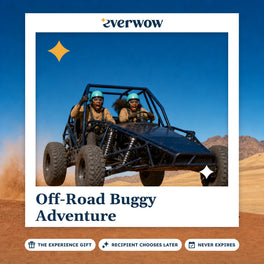 Everwow Off-Road Buggy Adventure experience gift photo in a frame, buggy jumping a dune crest