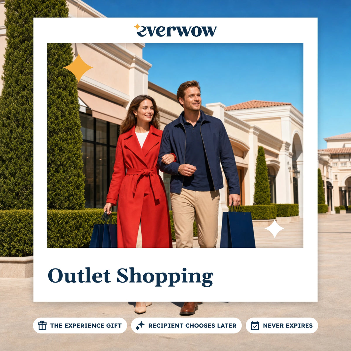 Everwow Outlet Shopping experience gift photo in a frame, couple with shopping bags