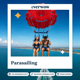 Everwow Parasailing experience gift photo in a frame, couple under a red parasail