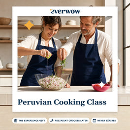 Everwow Peruvian Cooking Class experience gift photo in a frame, making ceviche in a kitchen