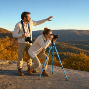 Instructor and student framing a golden-hour shot at an overlook, Photography Workshops experience gift