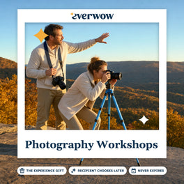 Everwow Photography Workshops experience gift photo in a frame, cameras at a golden overlook