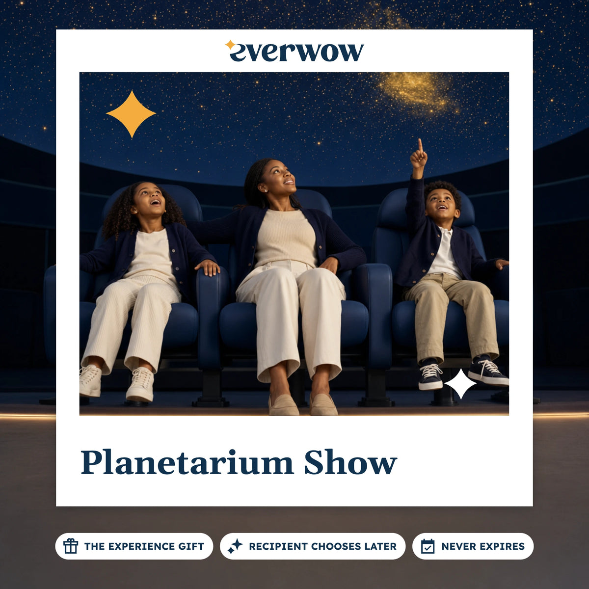 Everwow Planetarium Show experience gift photo in a frame, family under a starry dome
