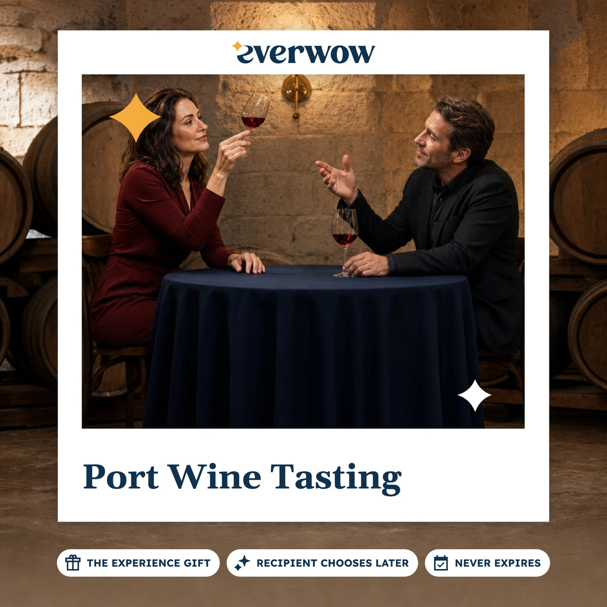 Everwow Port Wine Tasting experience gift photo in a frame, port tasting in a cellar