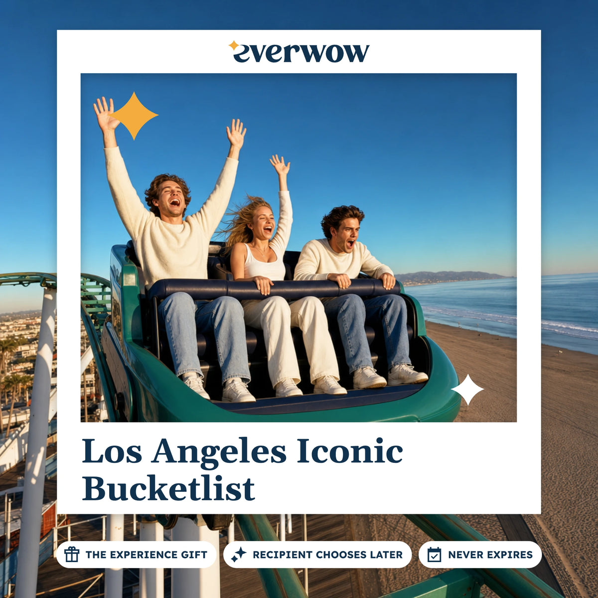 Everwow Los Angeles Iconic Bucketlist experience gift photo in a frame, beach coaster drop