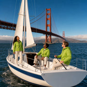 Friends sailing a sloop beneath the Golden Gate Bridge, San Francisco Iconic Bucketlist experience gift