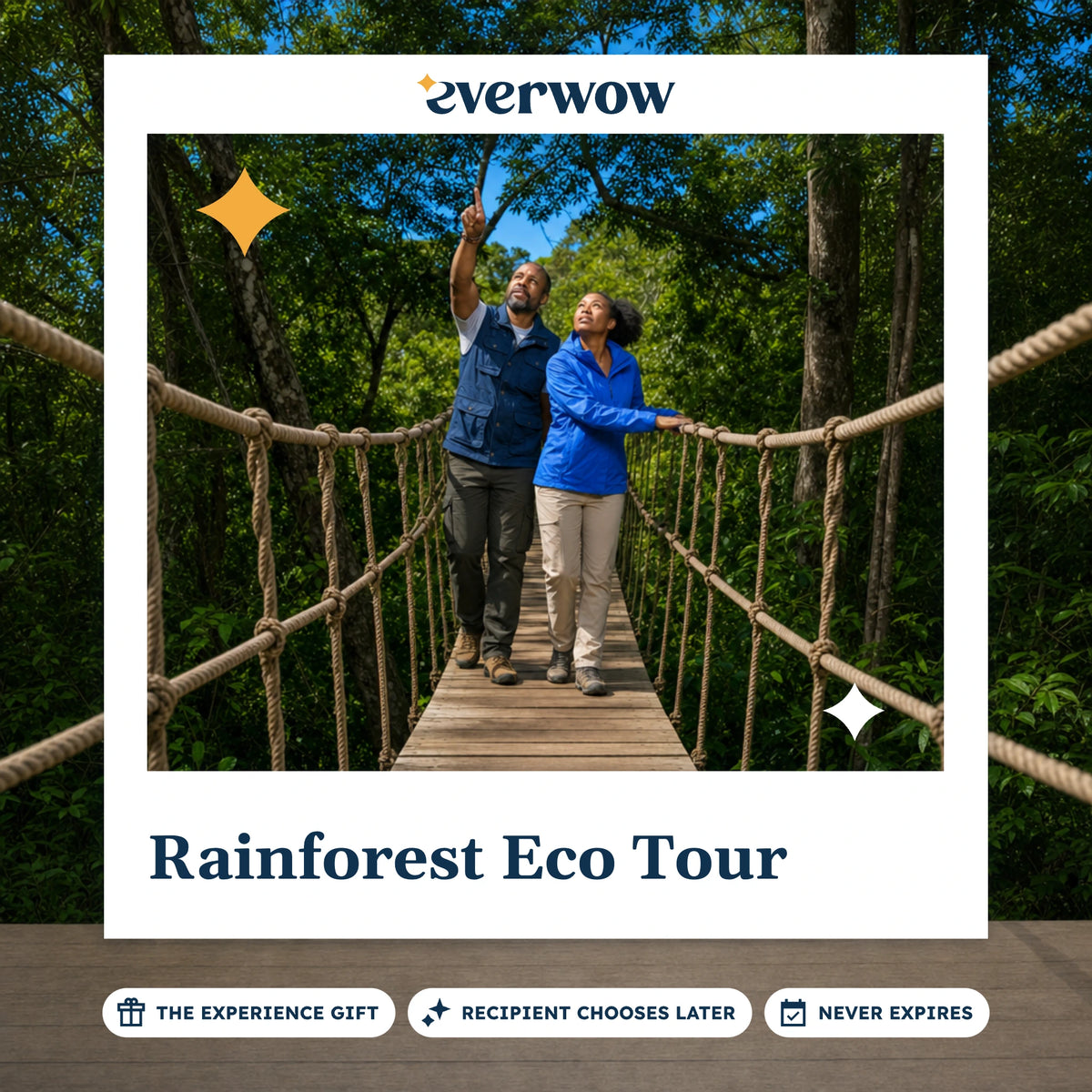 Everwow Rainforest Eco Tour experience gift photo in a frame, canopy bridge in the rainforest
