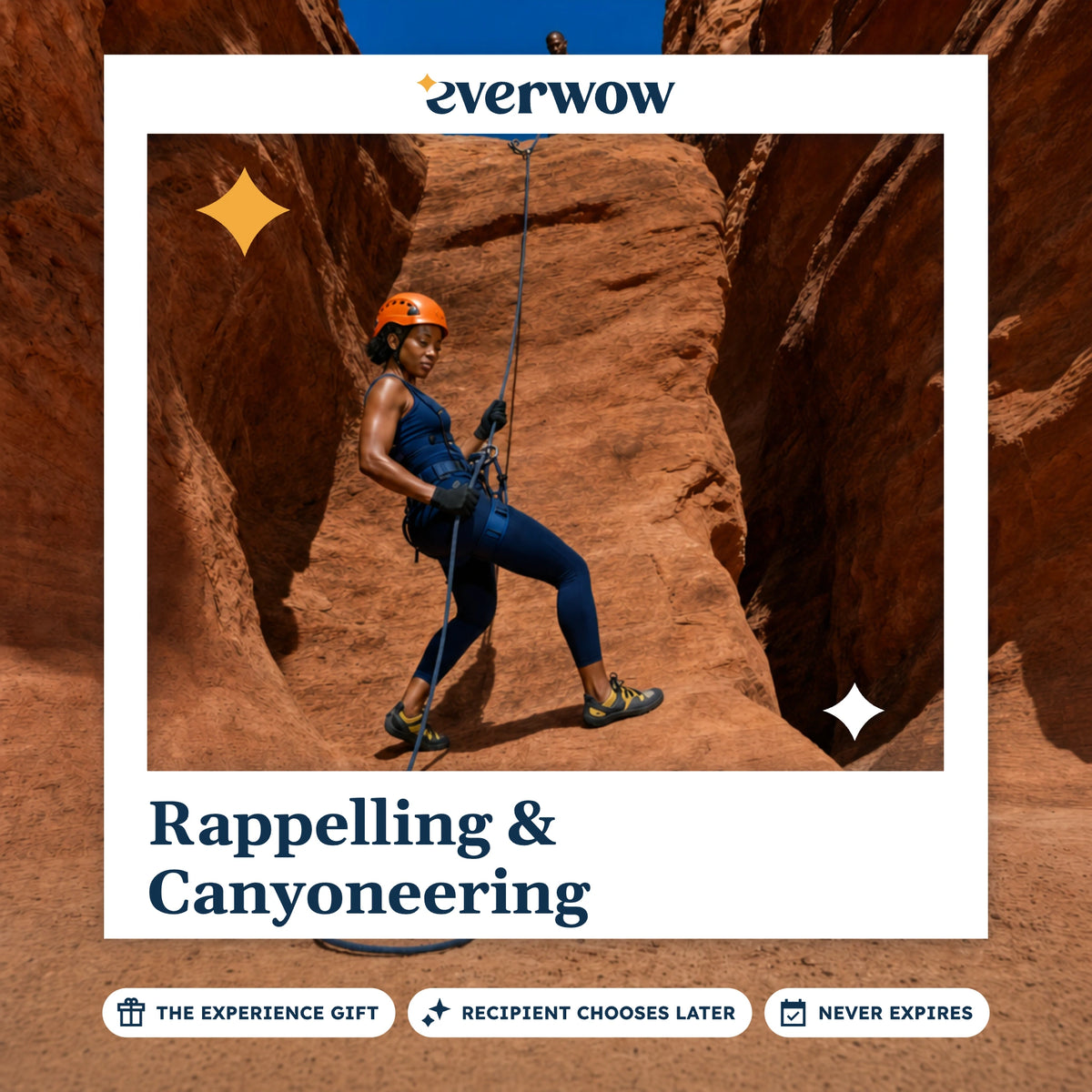 Everwow Rappelling & Canyoneering experience gift photo in a frame, rappelling a slot canyon