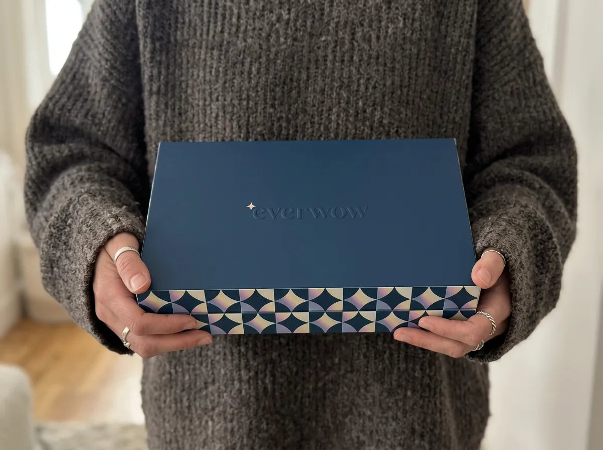 Customer review photo – hands holding a closed Everwow gift box