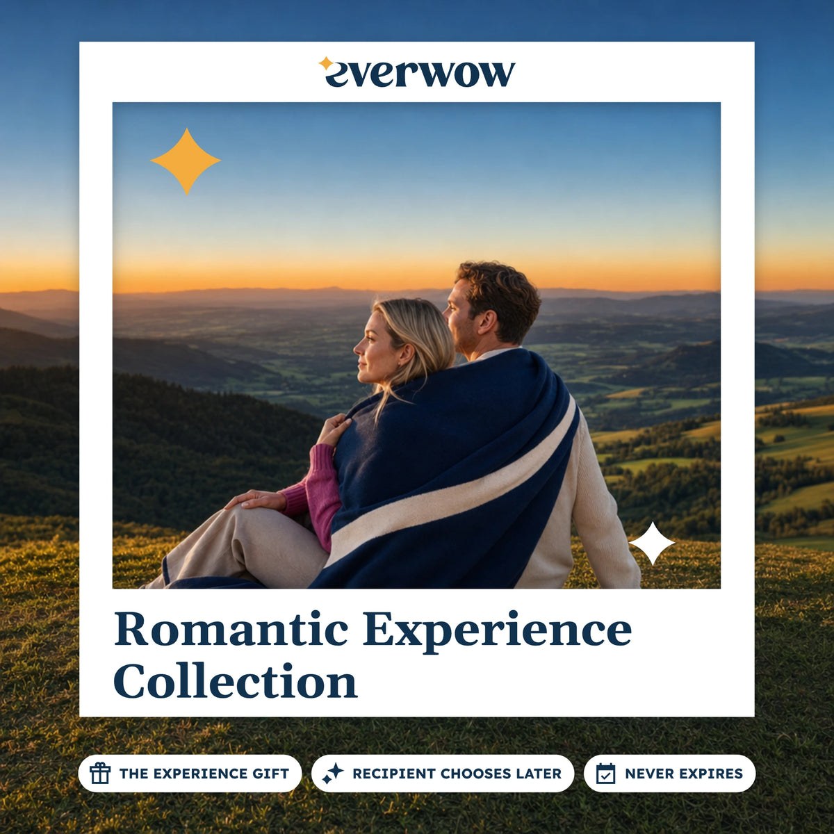 Everwow Romantic Experience Collection gift photo in a frame, couple at a hilltop sunset