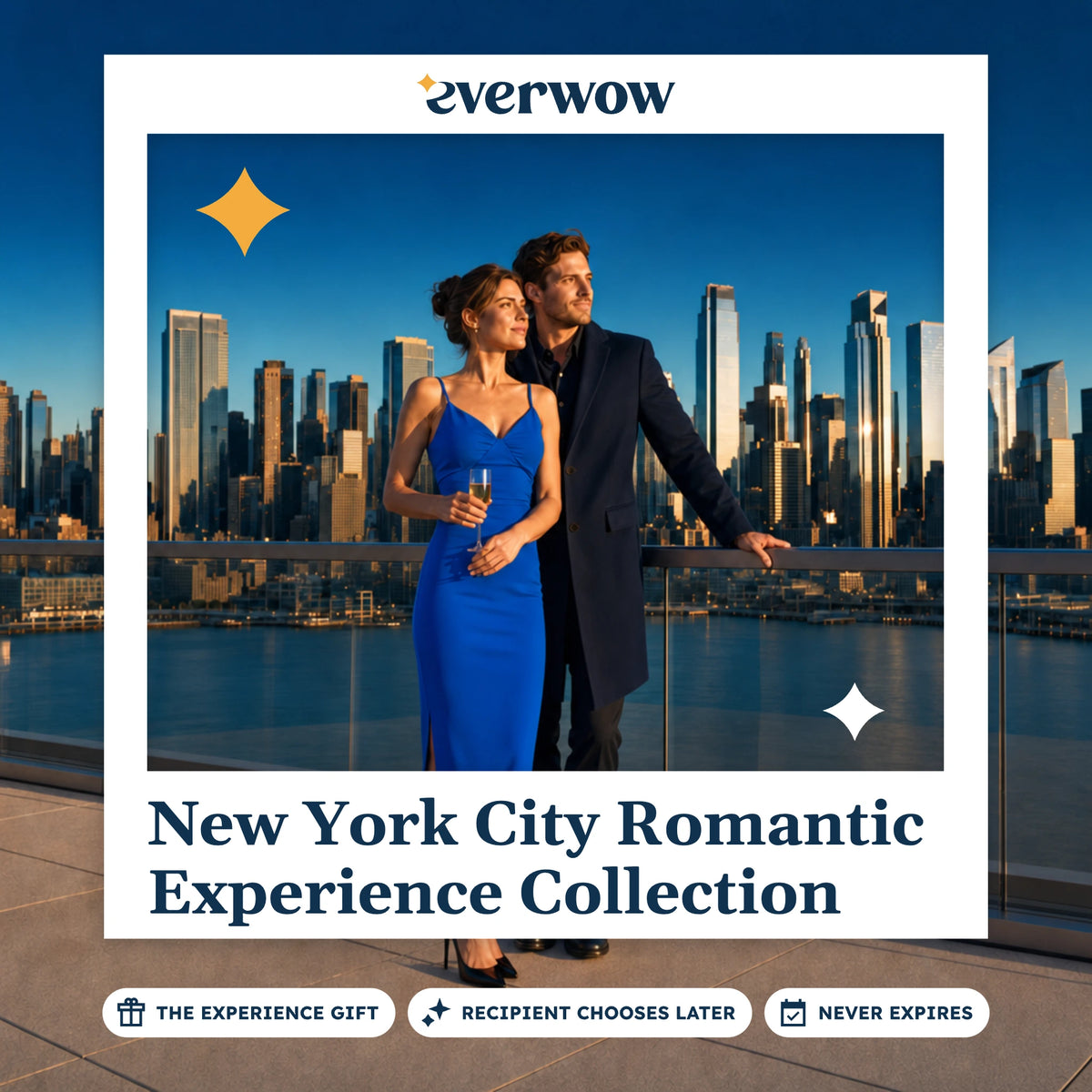 Everwow New York City Romantic Experience Collection experience gift photo in a frame, rooftop skyline evening