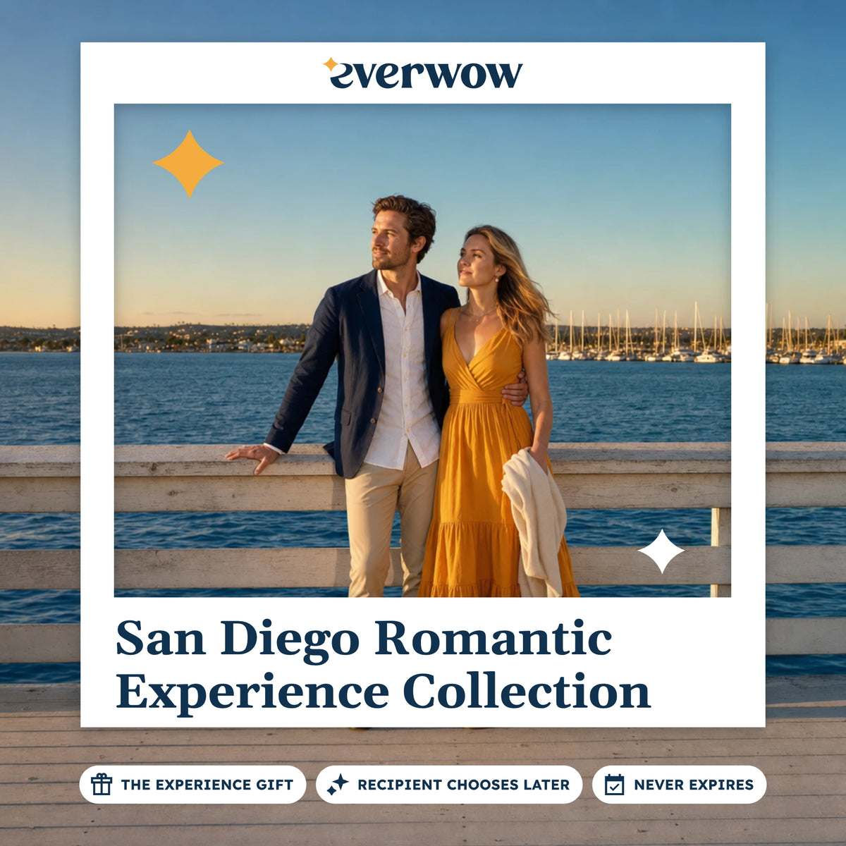 Everwow San Diego Romantic Experience Collection experience gift photo in a frame, couple at a harbor rail