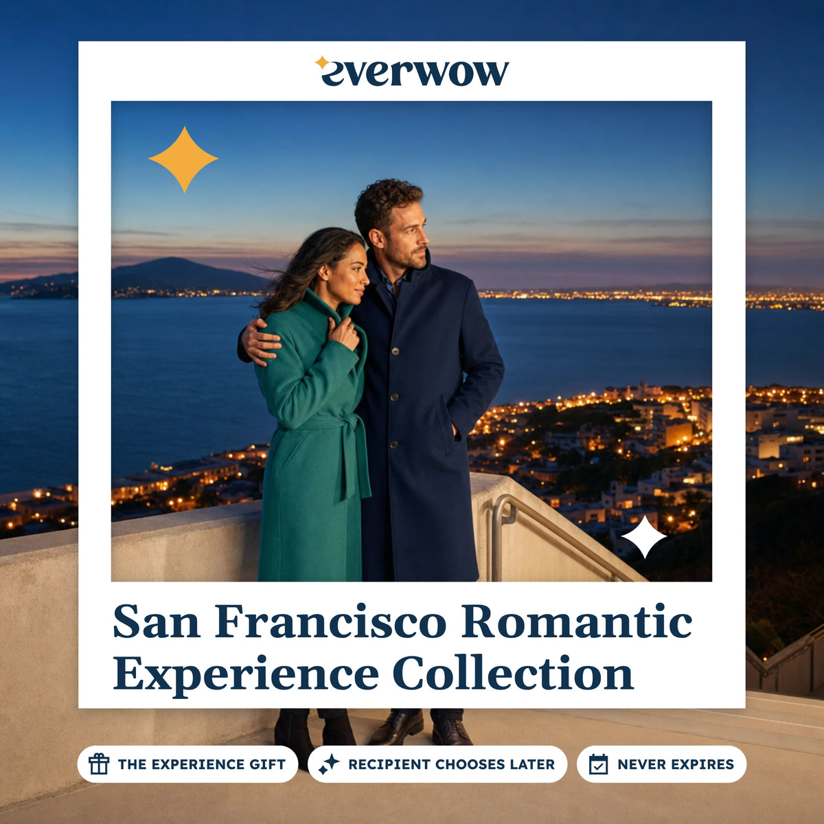 Everwow San Francisco Romantic Experience Collection experience gift photo in a frame, couple on hillside steps