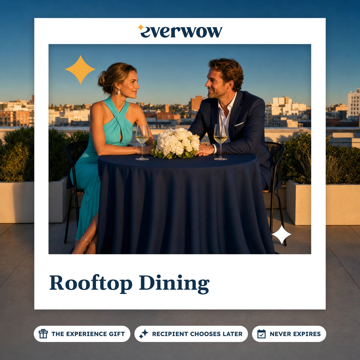 Everwow Rooftop Dining experience gift photo in a frame, dinner above the rooftops