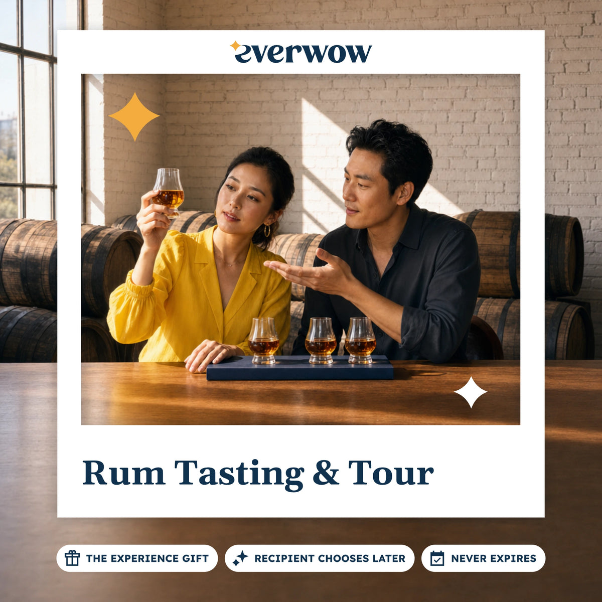 Everwow Rum Tasting & Tour experience gift photo in a frame, rum flight at the distillery