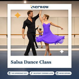 Everwow Salsa Dance Class experience gift photo in a frame, dancers mid-turn in a studio