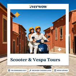 Everwow Scooter & Vespa Tours experience gift photo in a frame, couple on a scooter