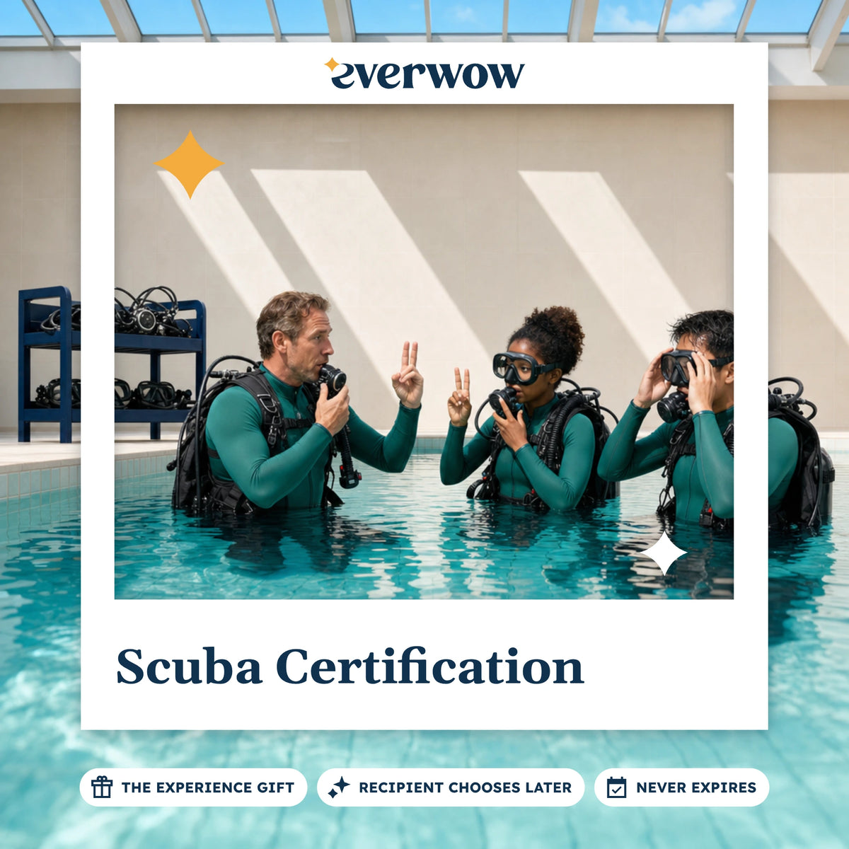 Everwow Scuba Certification experience gift photo in a frame, pool training drill