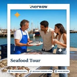 Everwow Seafood Tour experience gift photo in a frame, vendor at a fish market