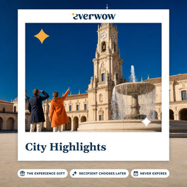 Everwow City Highlights experience gift photo in a frame, fountain and clock tower