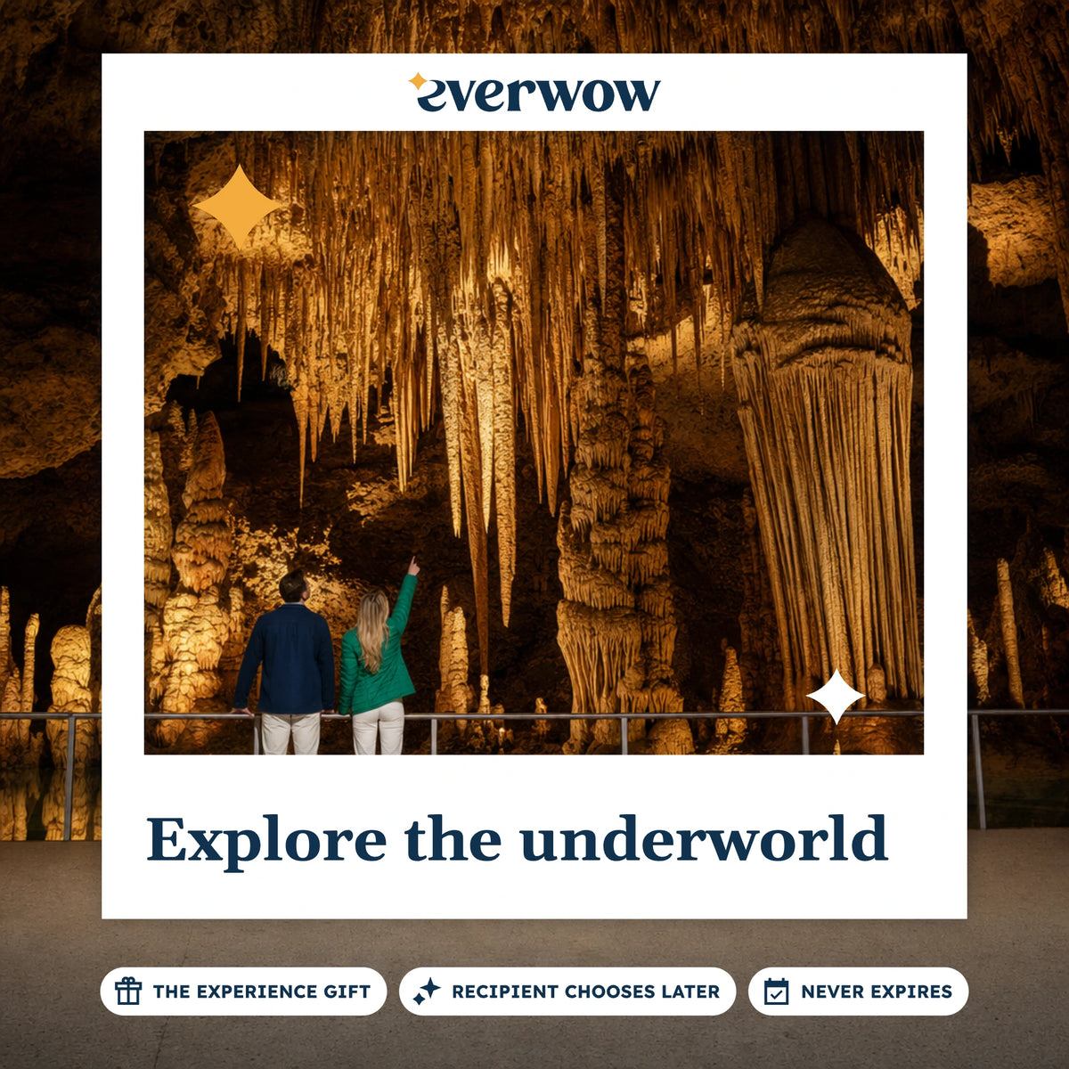 Everwow Explore the underworld experience gift photo in a frame, cavern walkway tour