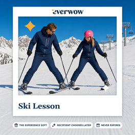 Everwow Ski Lesson experience gift photo in a frame, snowplow lesson on the slope