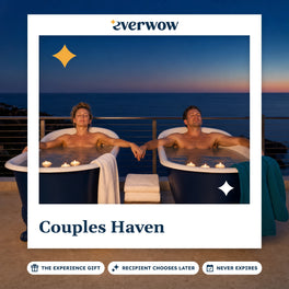 Everwow Couples Haven experience gift photo in a frame, twin tubs at dusk