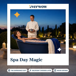 Everwow Spa Day Magic experience gift photo in a frame, petal bath at dusk
