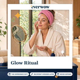 Everwow Glow Ritual experience gift photo in a frame, skincare at a vanity