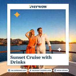 Everwow Sunset Cruise with Drinks experience gift photo in a frame, cocktails at harbor sunset