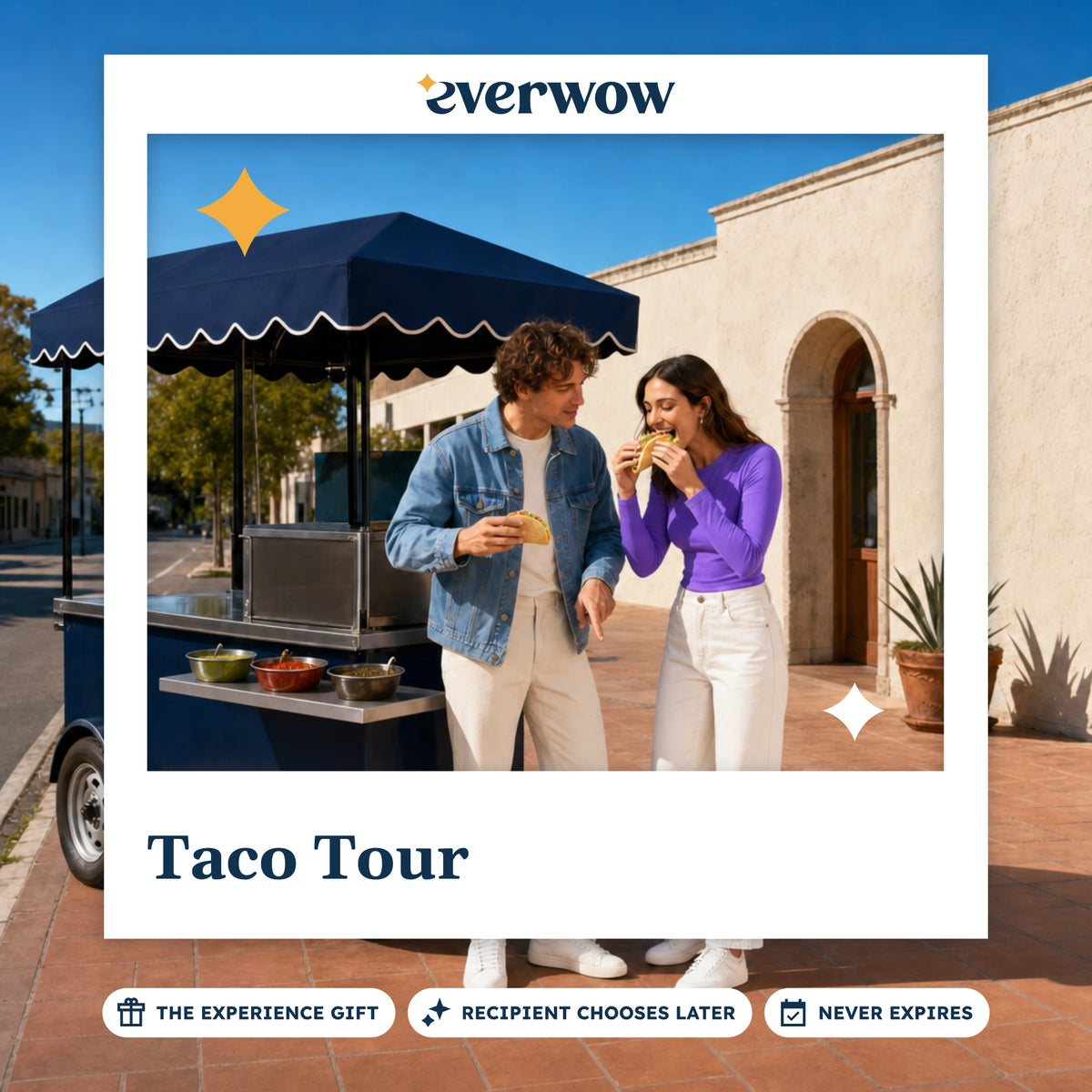 Everwow Taco Tour experience gift photo in a frame, tacos at a street cart
