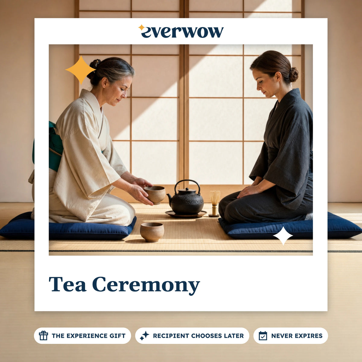 Everwow Tea Ceremony experience gift photo in a frame, tea master on a tatami mat