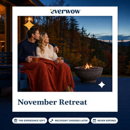 Everwow November Retreat experience gift photo in a frame, cider on a cabin deck