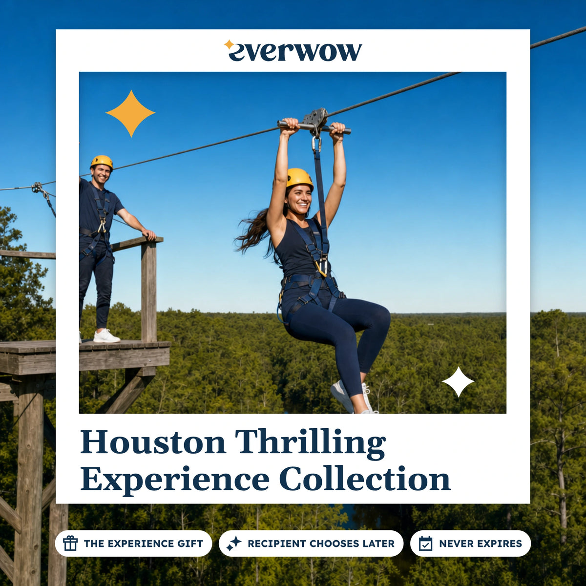 Everwow Houston Thrilling Experience Collection experience gift photo in a frame, zip line over the bayou