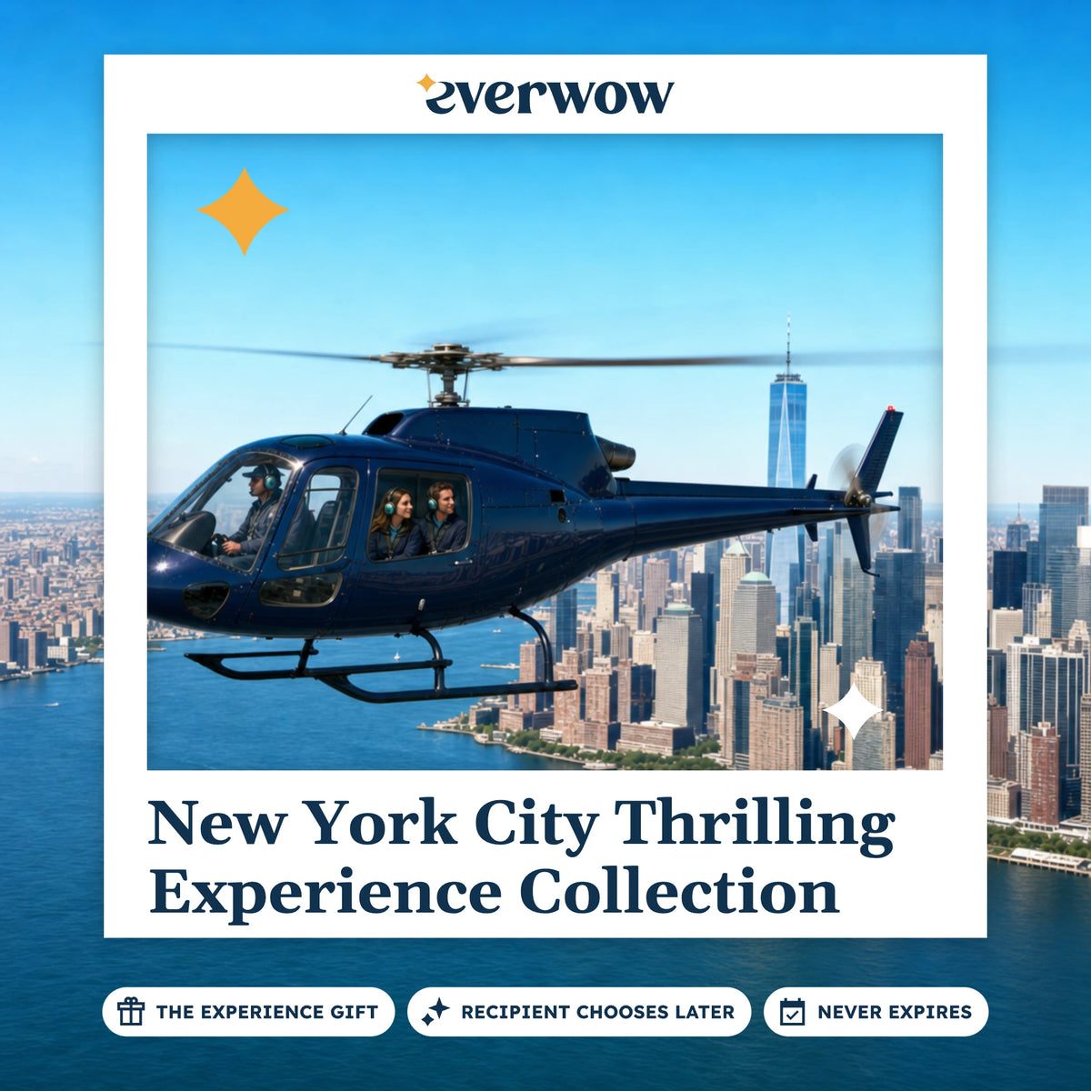 Everwow New York City Thrilling Experience Collection experience gift photo in a frame, helicopter over Manhattan