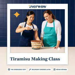 Everwow Tiramisu Making Class experience gift photo in a frame, cocoa dusted on tiramisu