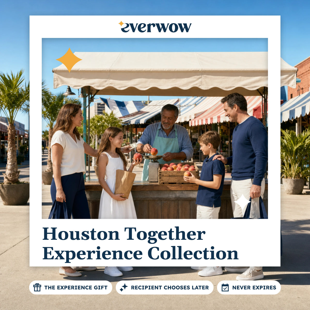 Everwow Houston Together Experience Collection experience gift photo in a frame, family at a market stall